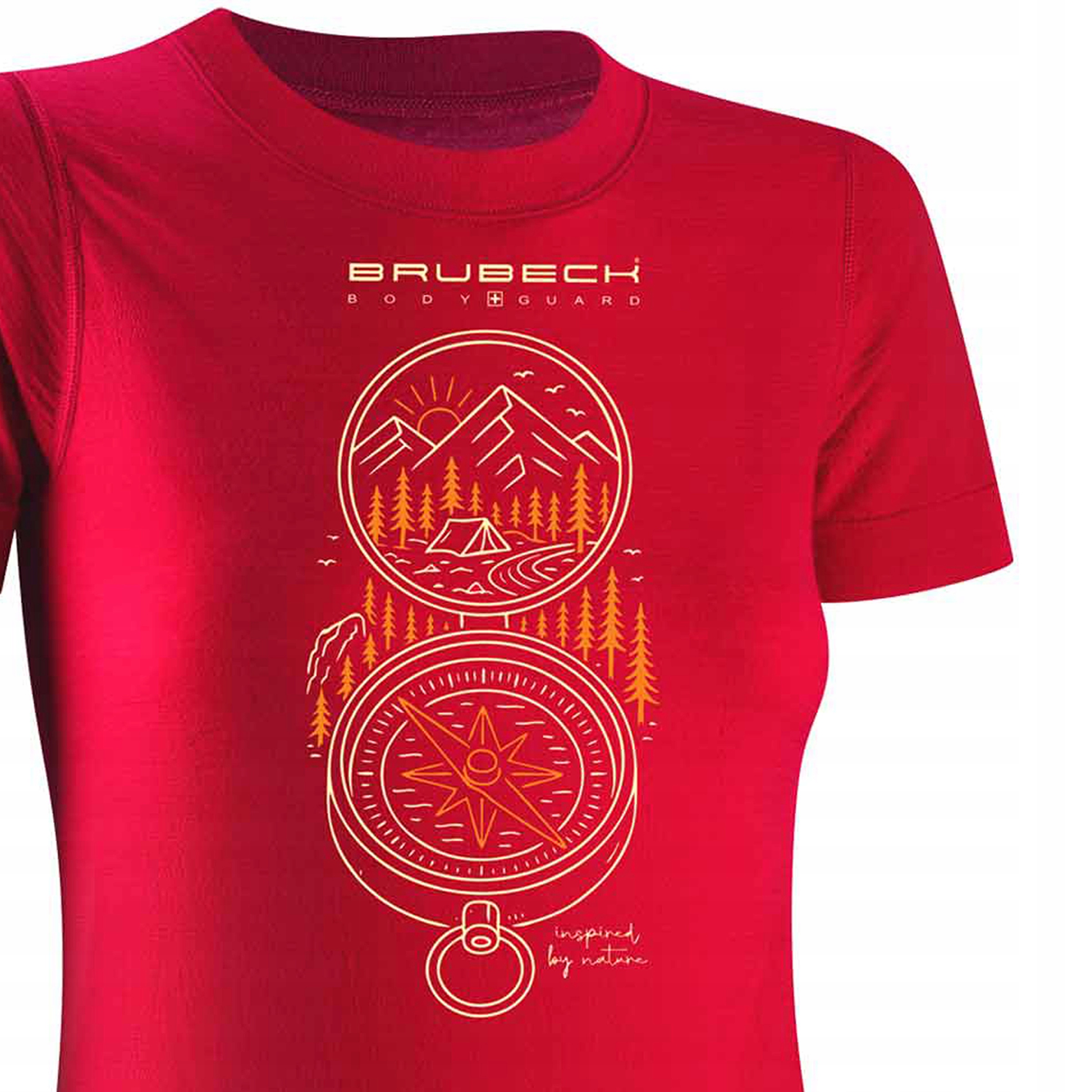 Termoaktywna damska koszulka T-shirt Brubeck Outdoor merino czerwona XL