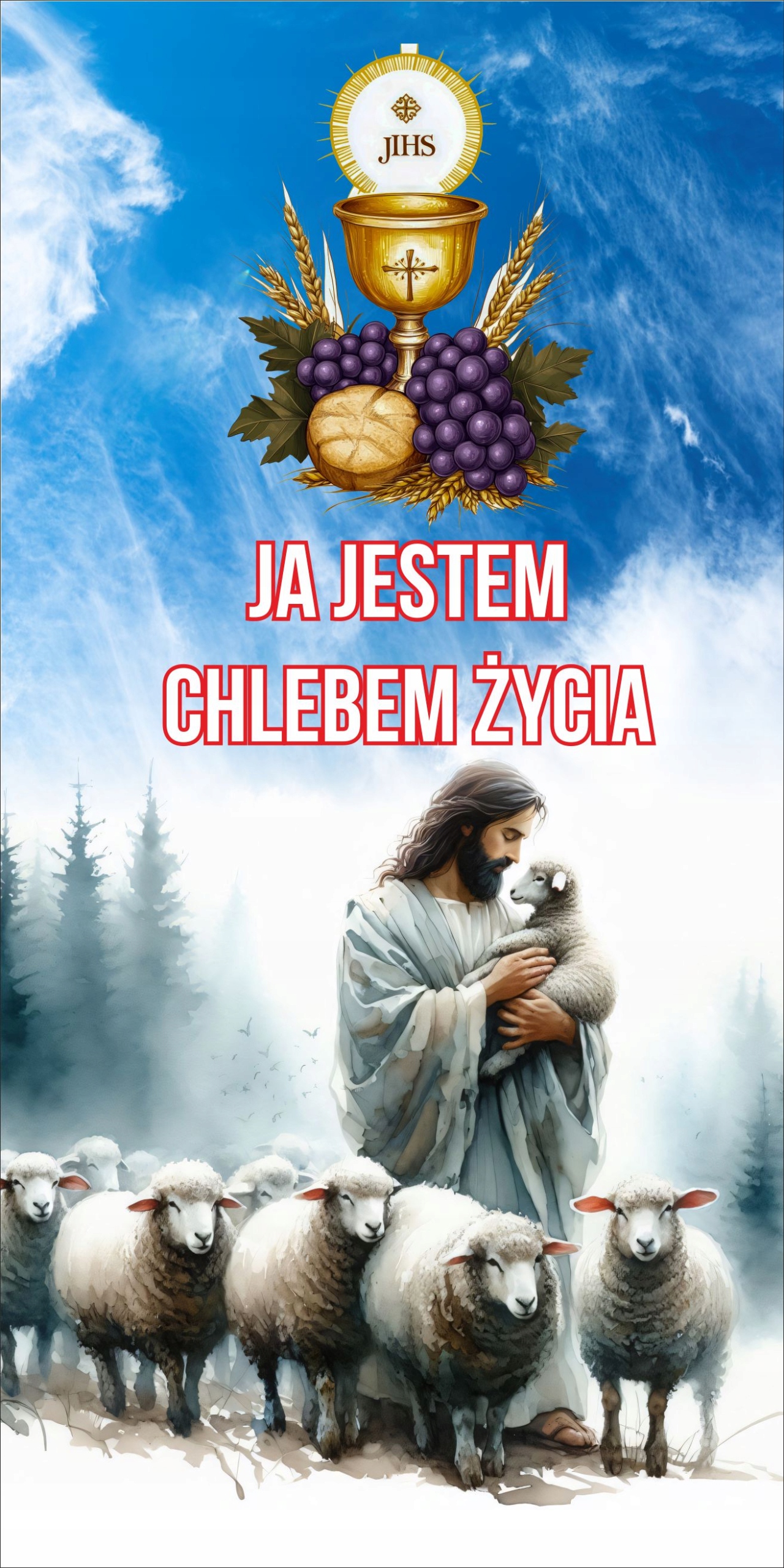 Boże Ciało Baner na ołtarz ołtarze dekoracja obraz Plakat 200x100 cm BC7