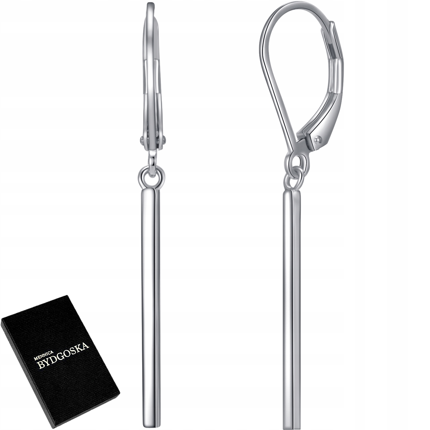 Srebrne kolczyki rodowane wiszące angielskie kolczyki srebro próba 925