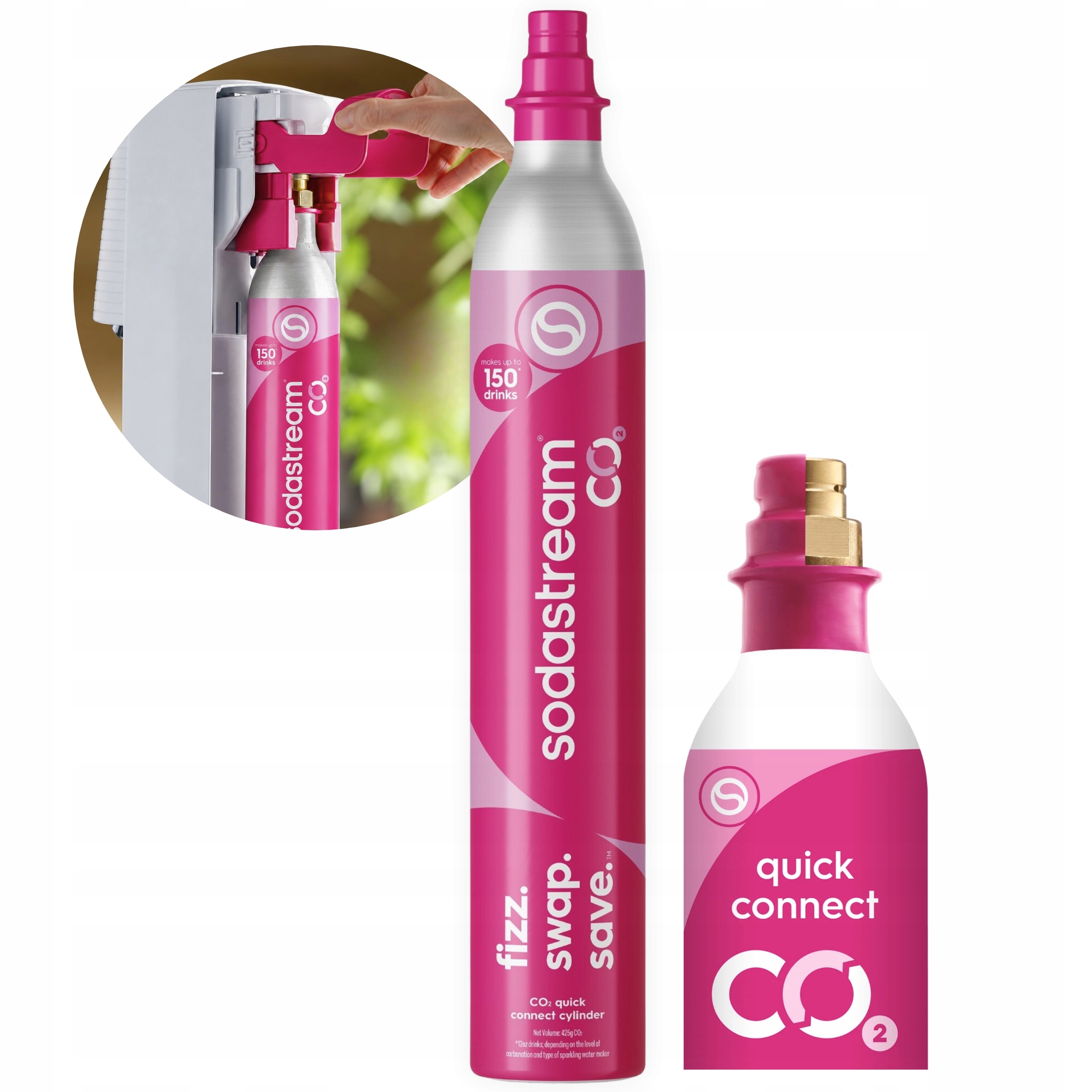Cylindr CO2 SodaStream Quick Connect Qc Náboj pro saturátor Růžový