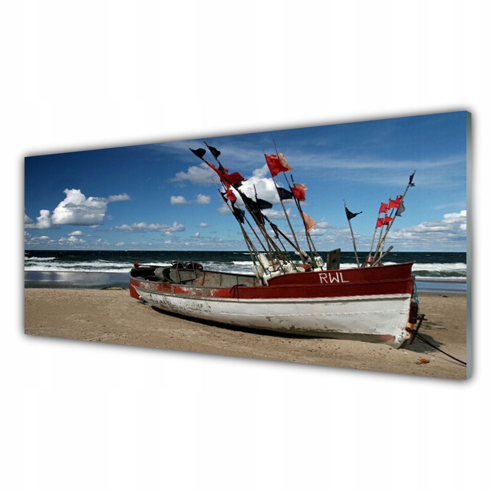 

Fotoobraz akryl 125x50 Morze Plaża Łódka Krajobraz