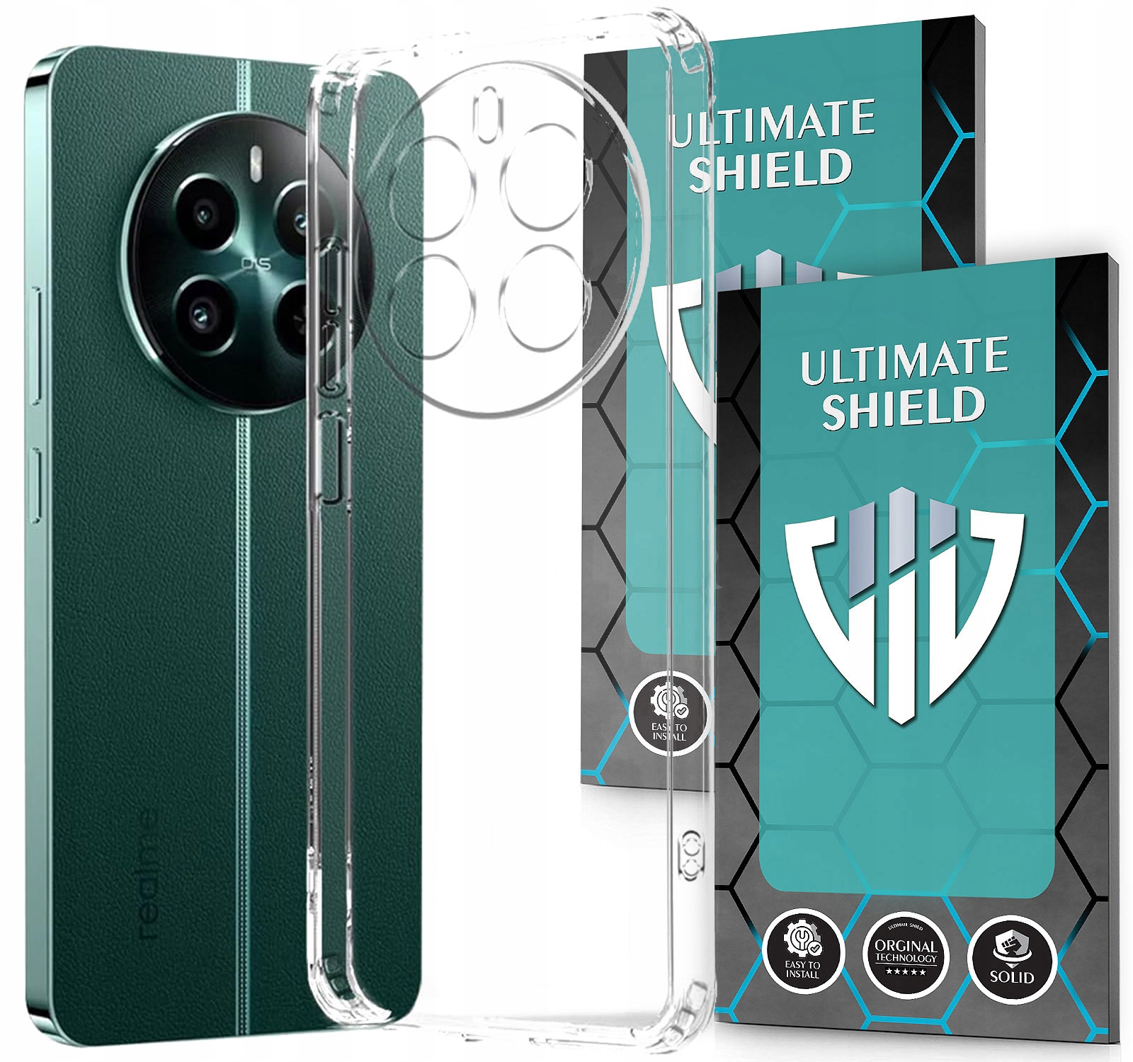 WZMOCNIONE ETUI CLEAR OBUDOWA DO REALME 12 5G + PANCERNE SZKŁO