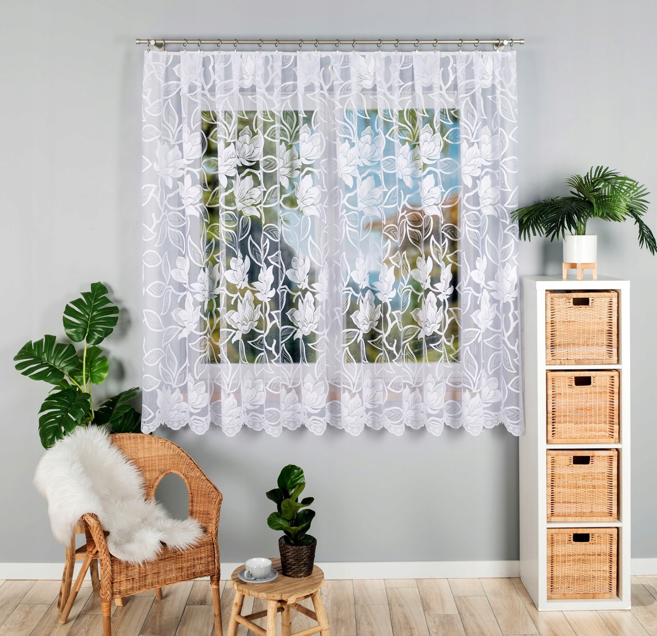 Firana żakardowa wzór 23338 400x180cm prosta (gotowa) z obszyciem