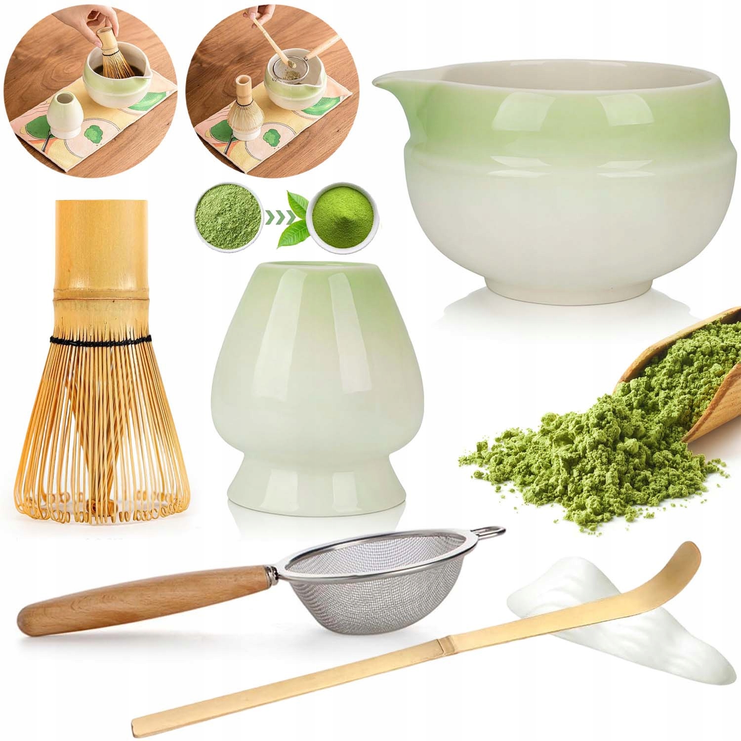 Zestaw Prezentowy Do Herbaty Matcha Zestaw Mioteł Matcha Z Trzepaczką 7EL