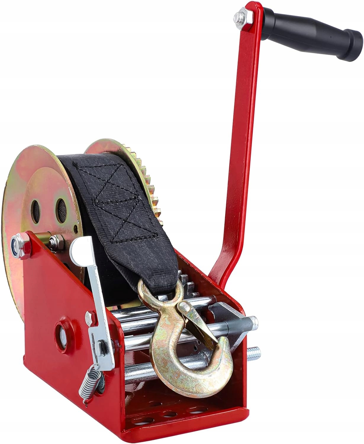 WCIĄGARKA RĘCZNA Z TAŚMĄ 10M WCIĄGARKA RATUNKOWA WYCIĄGARKA CZERWONA