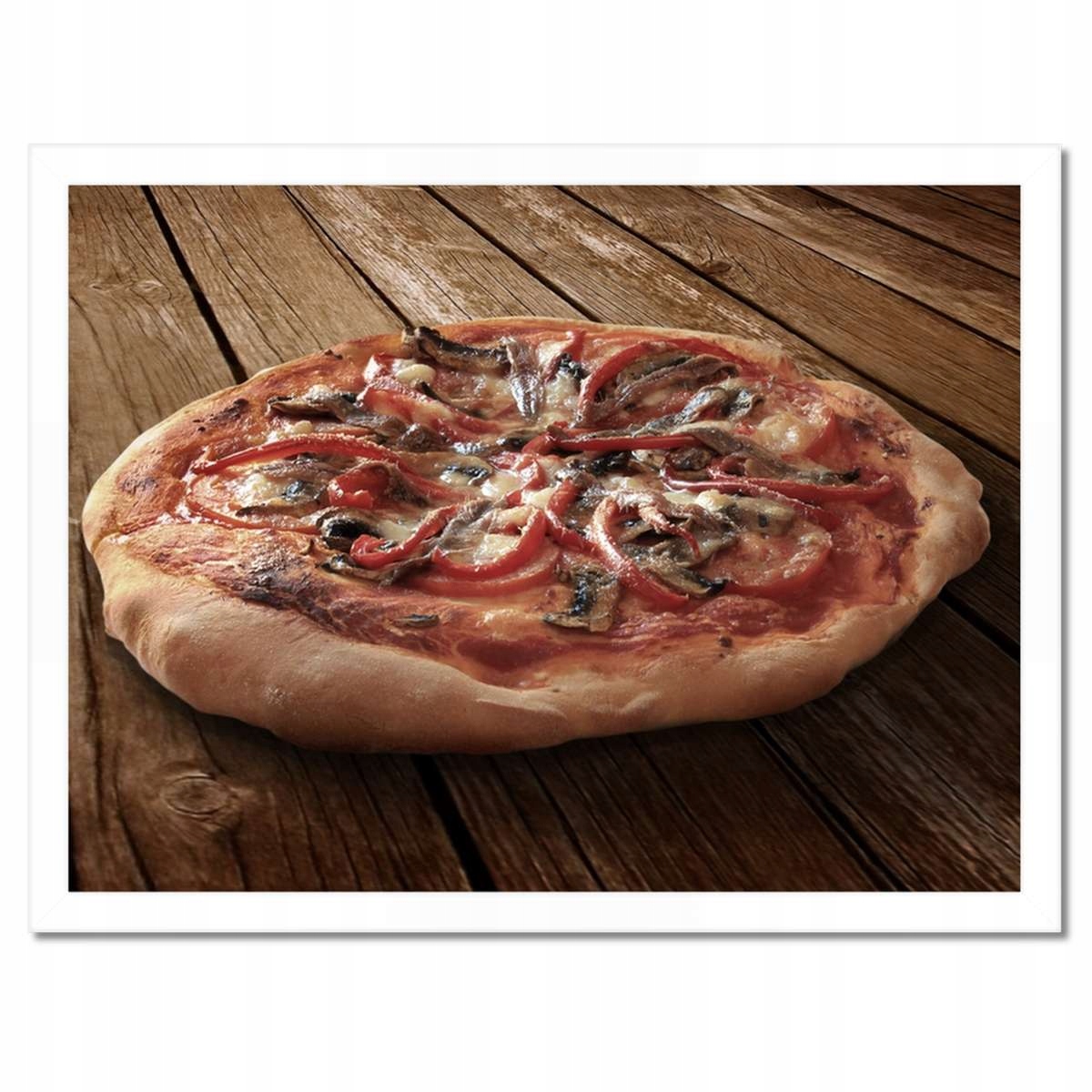 Plakáty v rámu 40x30 Pizza na dřevěném stole