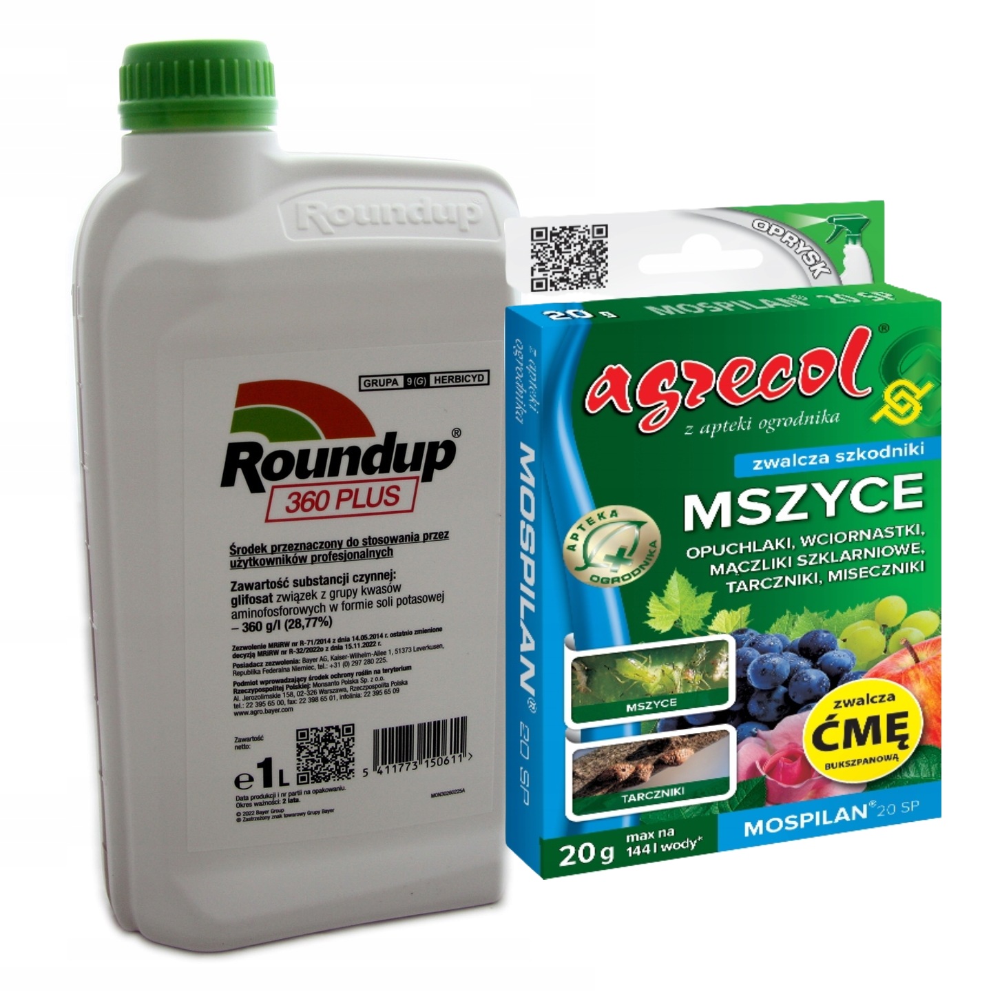 Roundup 360L Środek Chwastobójczy 1l Mospilan owadobójczy 20g Agrecol