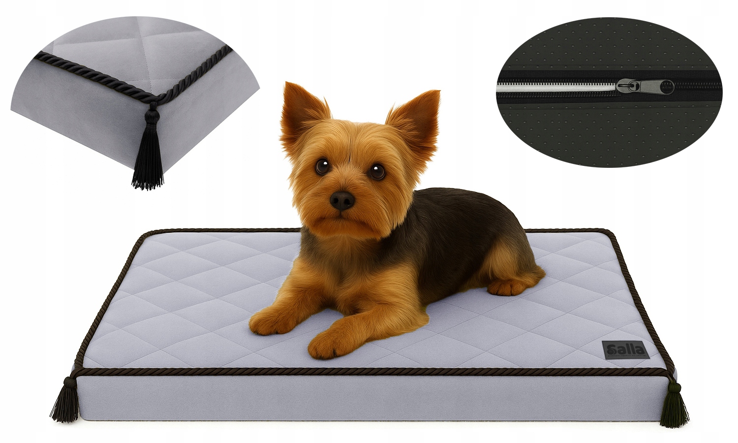 Levně Pelíšek Lehátko pro psa kočku pěnová matrace se zámkem 60x40 šedá