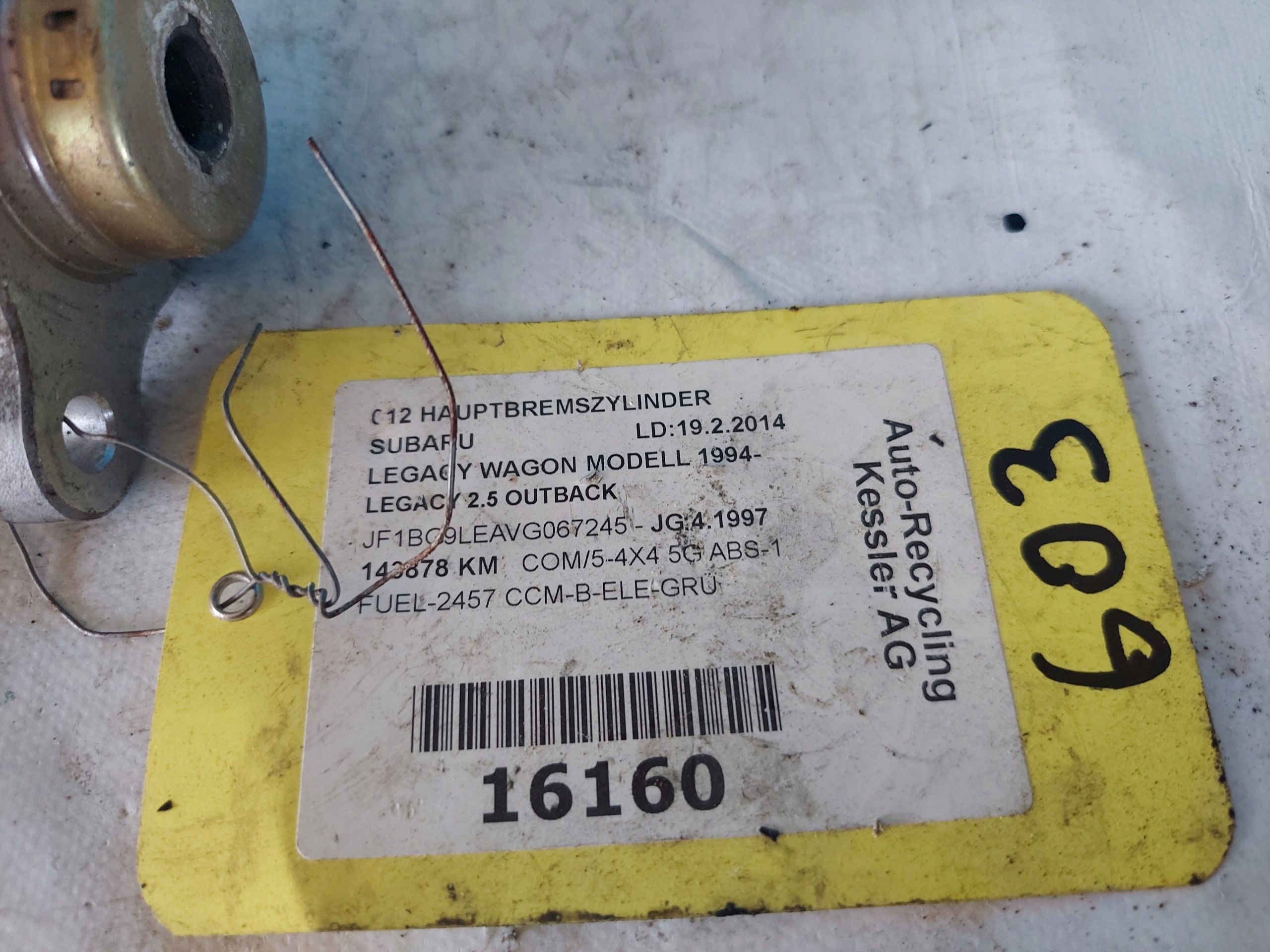 Servofreno SUBARU LEGACY 2.5 B 1997 R NABCO