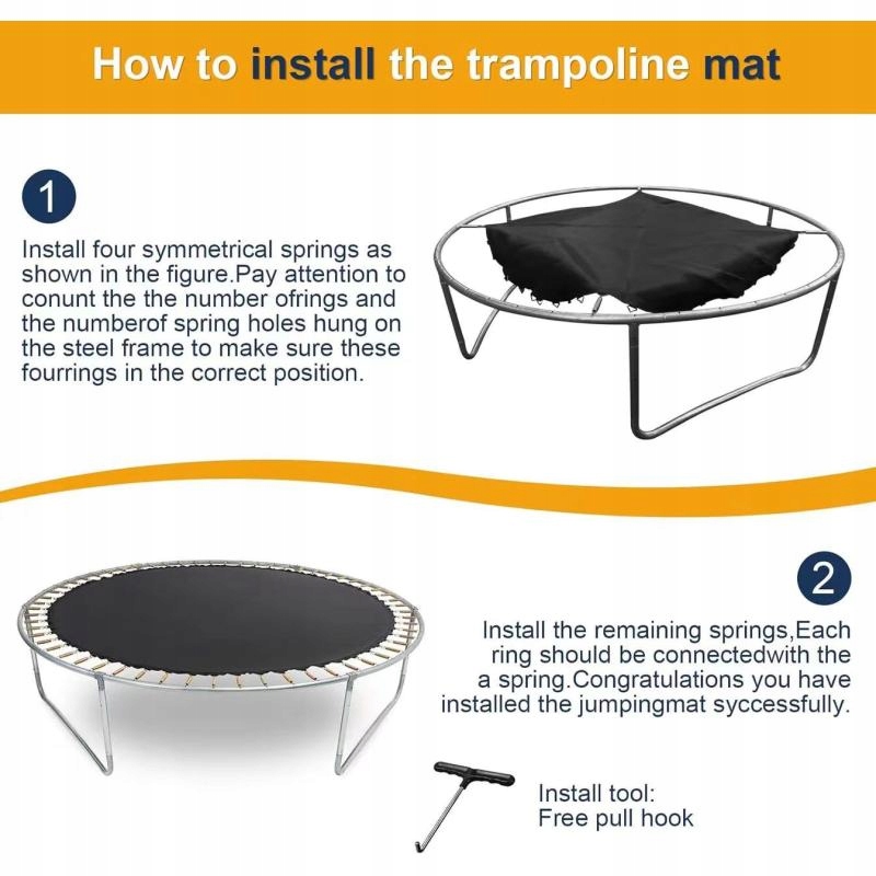 2 SZT KLUCZ HAK DO SPRĘŻYN NACIAGANIA TRAMPOLINY SONIFIT Z UCHWYTEM Kod producenta KINGWSS-29