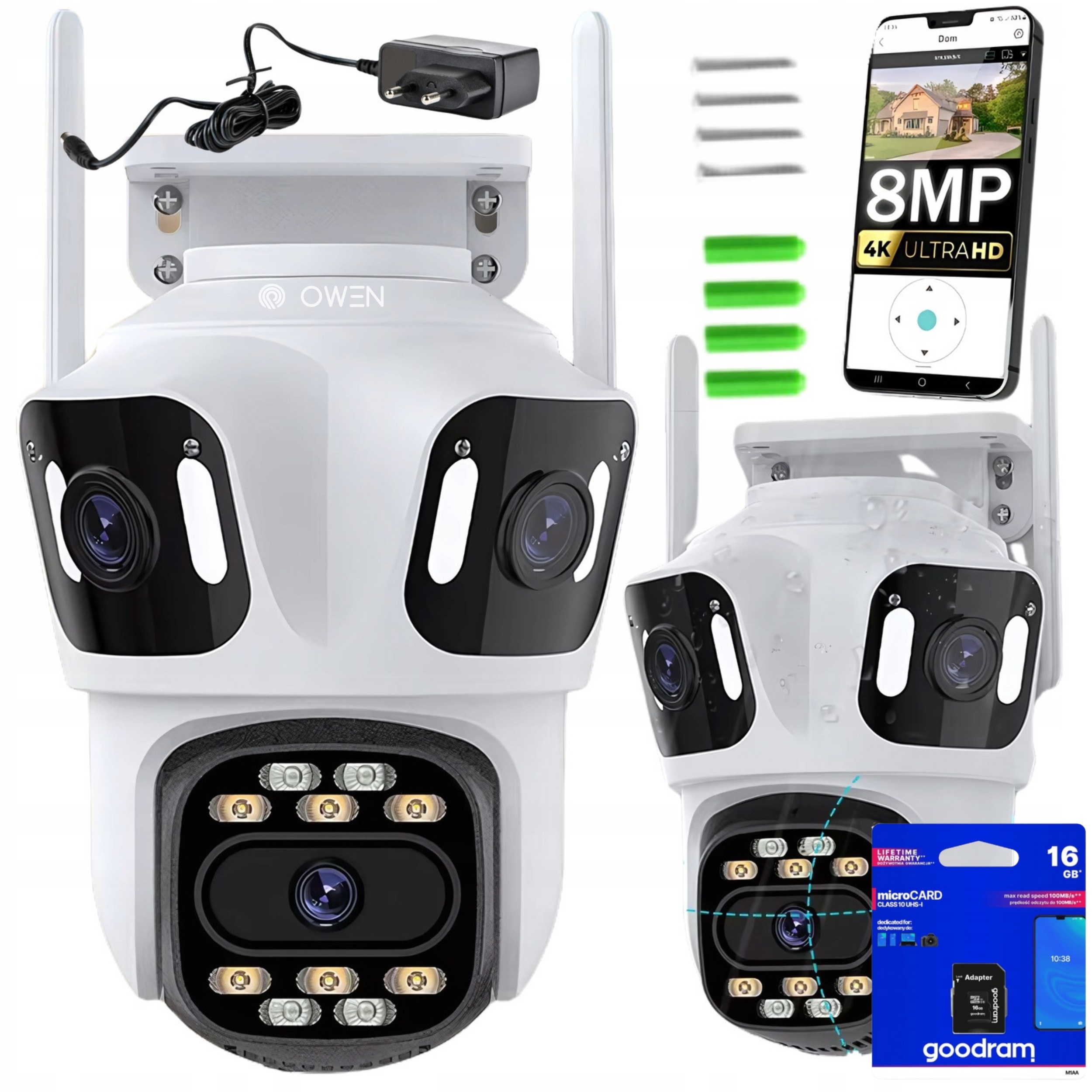 Trojnásobná Vonkajšia Rotačná Kamera Wifi Ip Smart Uhd 8MP Icsee 4v1 Goodram