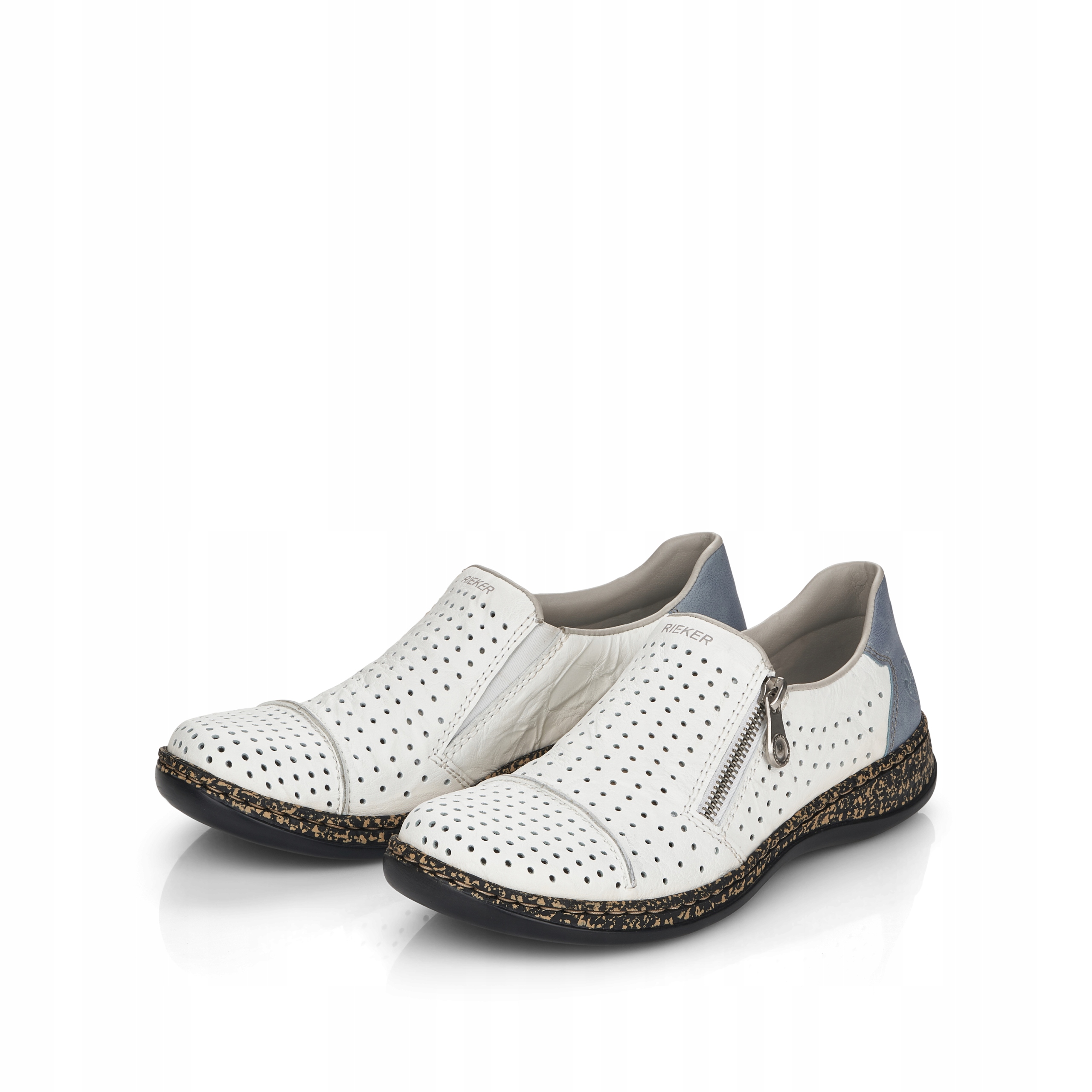 

Rieker buty, półbuty białe skórzane damskie 46353