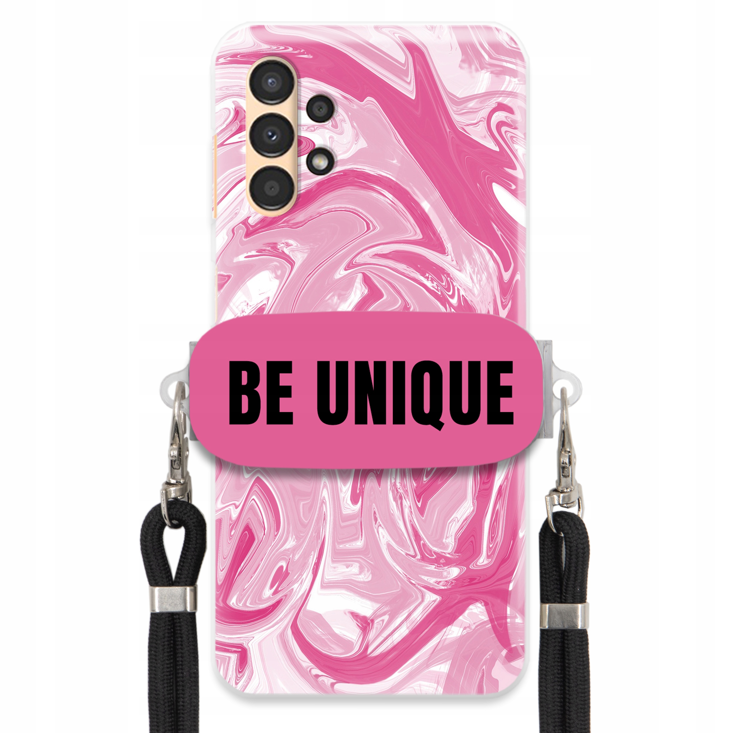Puzdro pre Samsung A13 5G Case držiak Šnúrka Čierna Ružová Mramor Be Unique