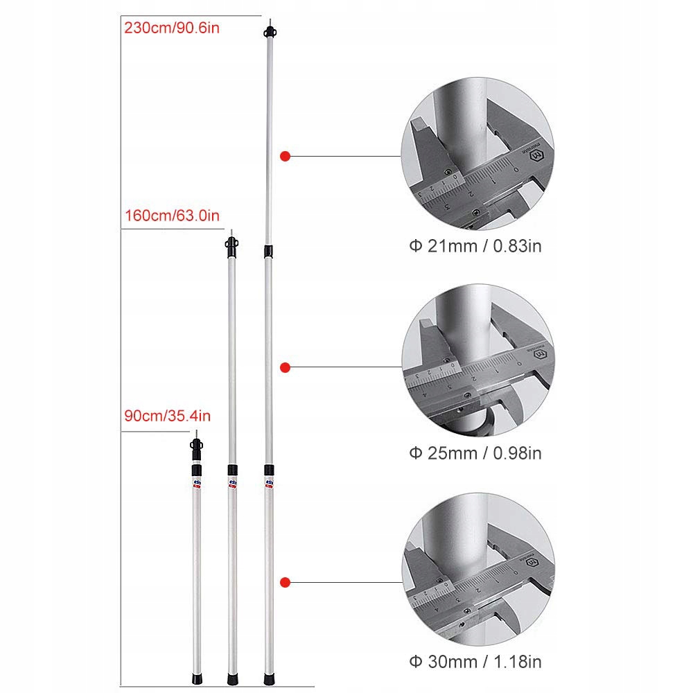 Regulowane Drążki Teleskopowe Aluminiowe, 2 Sztuki Materiał aluminium