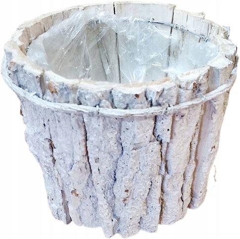 

Osłonka Doniczka Z Kory Drewniana Biała Kora 18cm