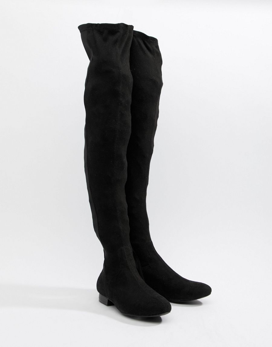 Asos Design Černé Kozačky Mušketýrky Přírodní Kůže 40 4CA