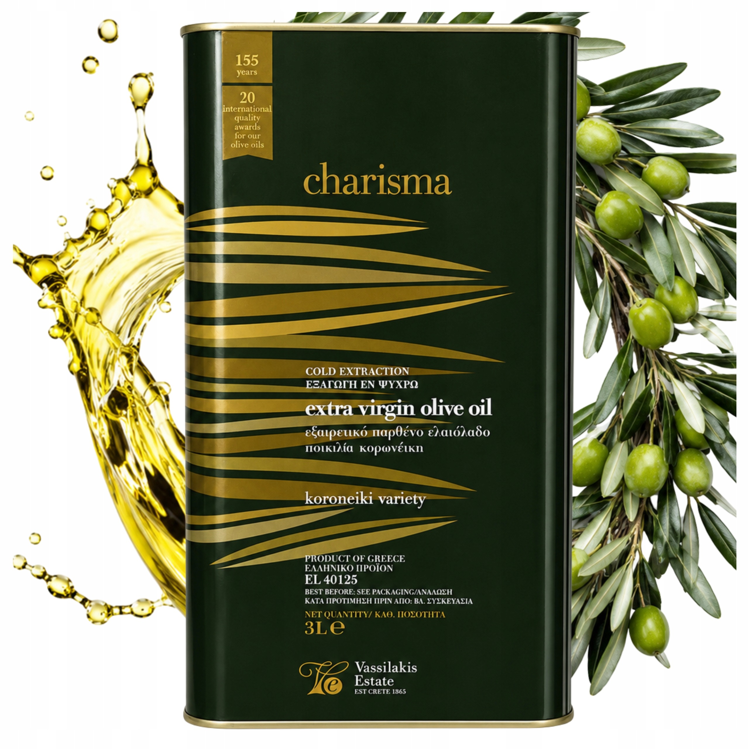 Extra panenský olivový olej 3 l, řecký, Charisma, vysokopolyfenolový, 0,32 %
