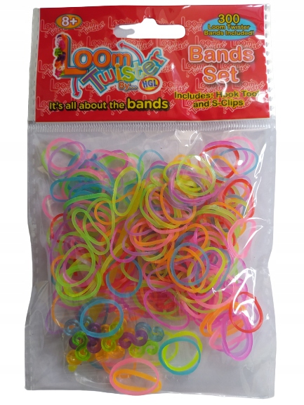 

Gumki loom bands Twister 300szt klips S i haczyk