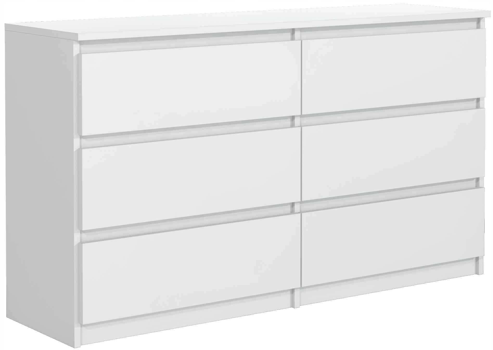 Komoda Nudo 120 cm do obývacího pokoje Ložnice 6 zásuvek Bílá