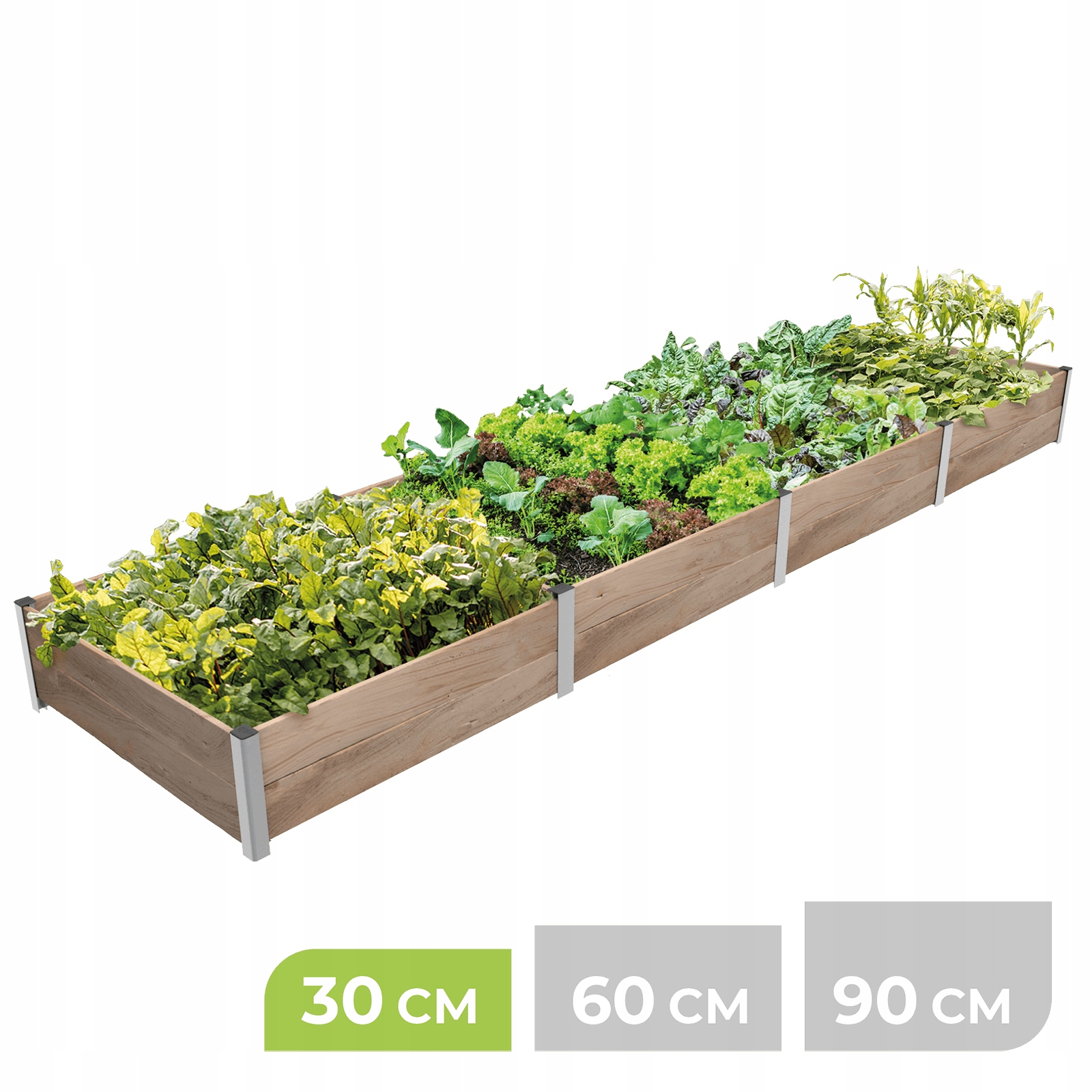 Modulárna vyvýšená vysoká záhonová záhradná skrinka 105x412x30H