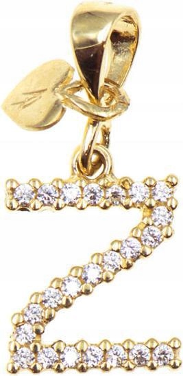 Zlatý přívěsek 585 písmenko Z s zirkony 0,77 g, módní vzor na řetízek