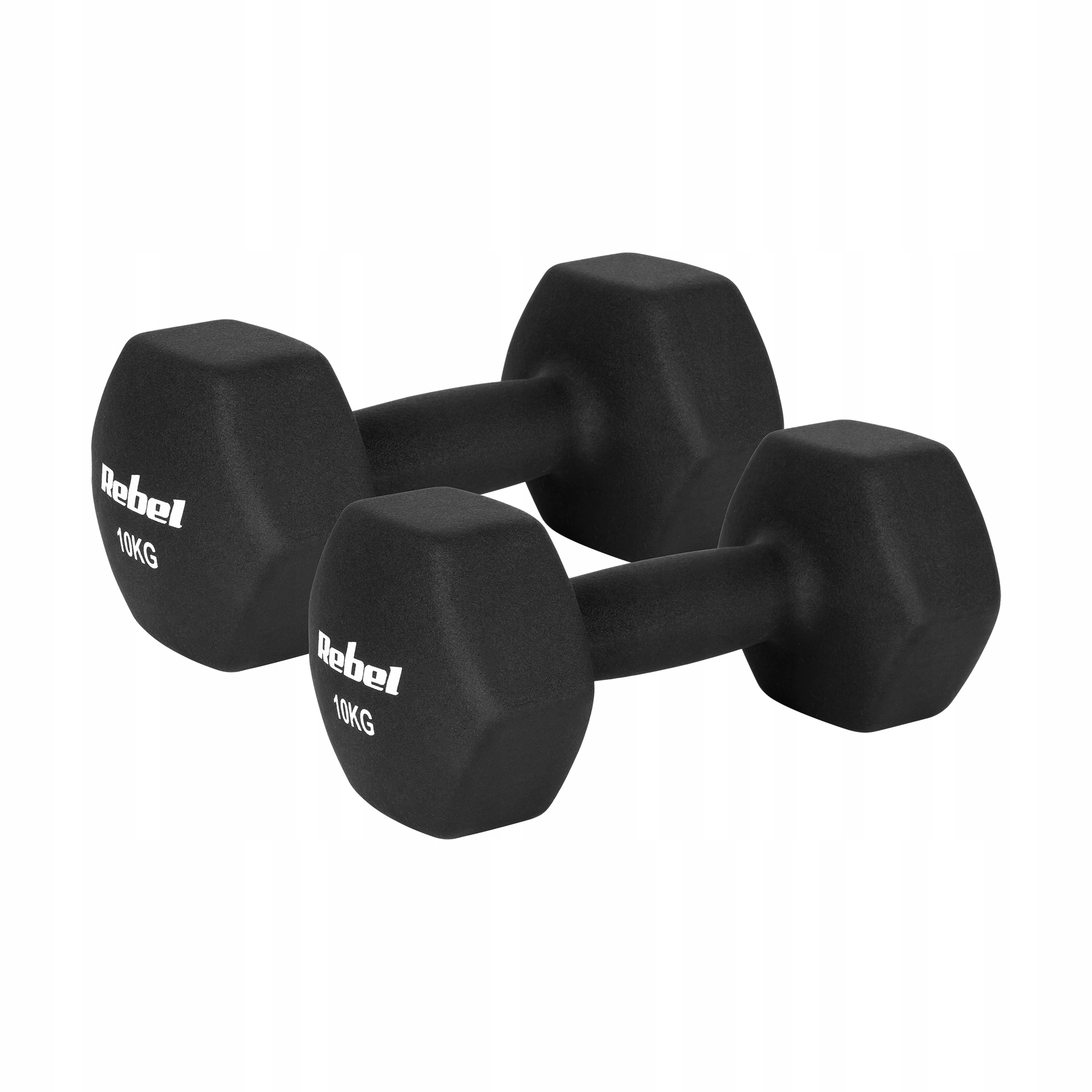 Hantelki żeliwne neoprenowe Hex 2x10kg do ćwiczeń treningu fitness Rebel
