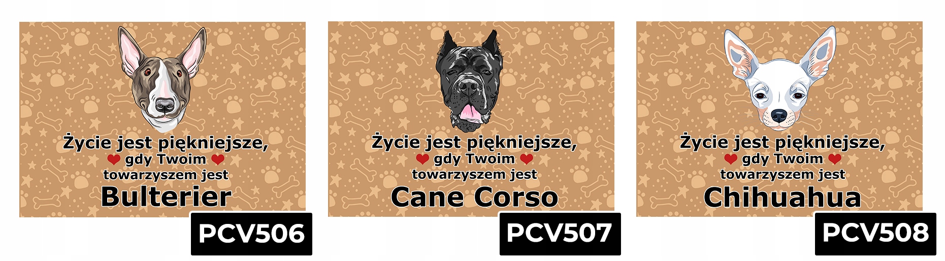 TABLICZKA PCV CIEMNO BRĄZOWY ŻYCIE JEST PIĘKNE MALTAŃCZYK PREZENT MIX WZORY Kolor biały