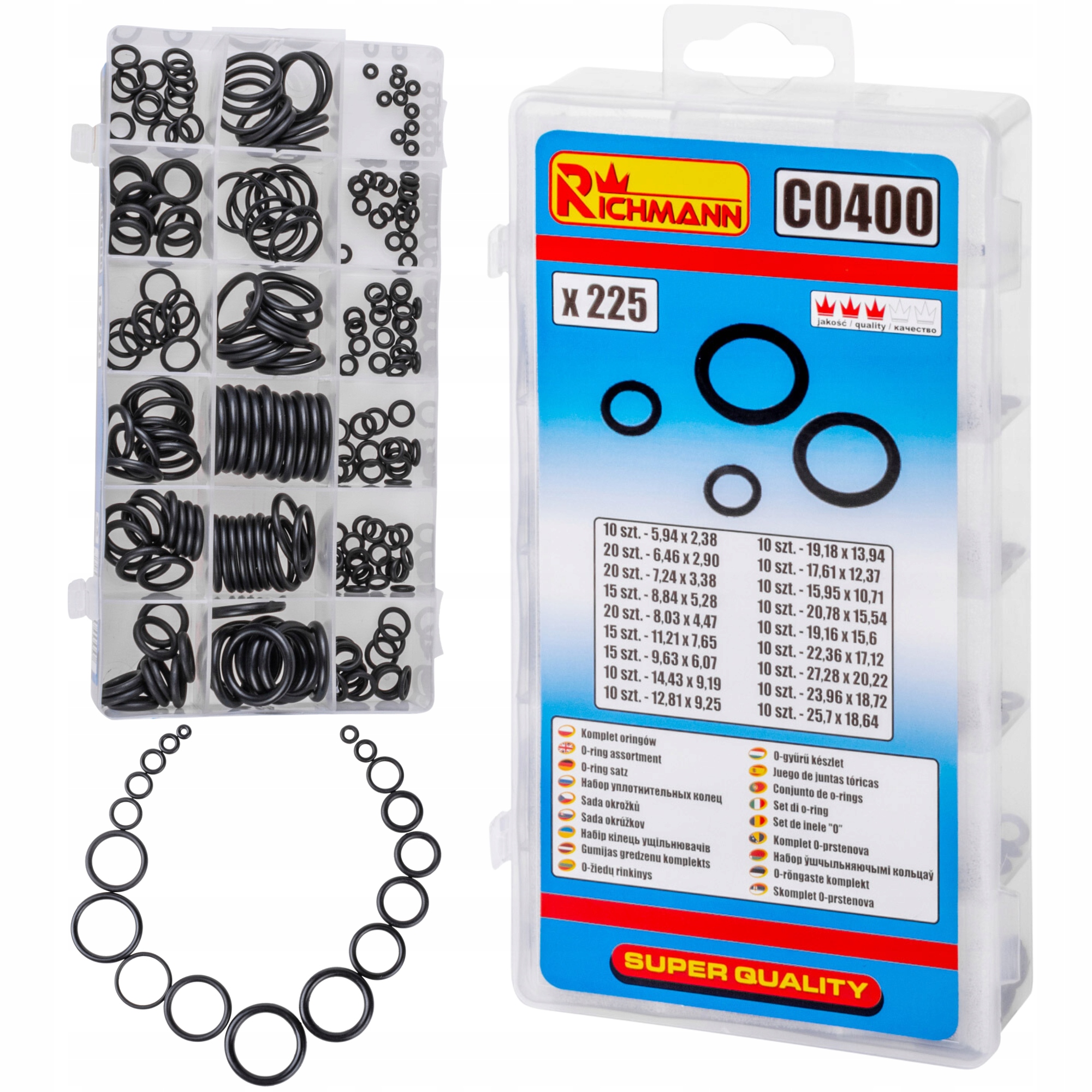 Uszczelki Gumowe Oring Zestaw 225 Szt Czarne O-ring