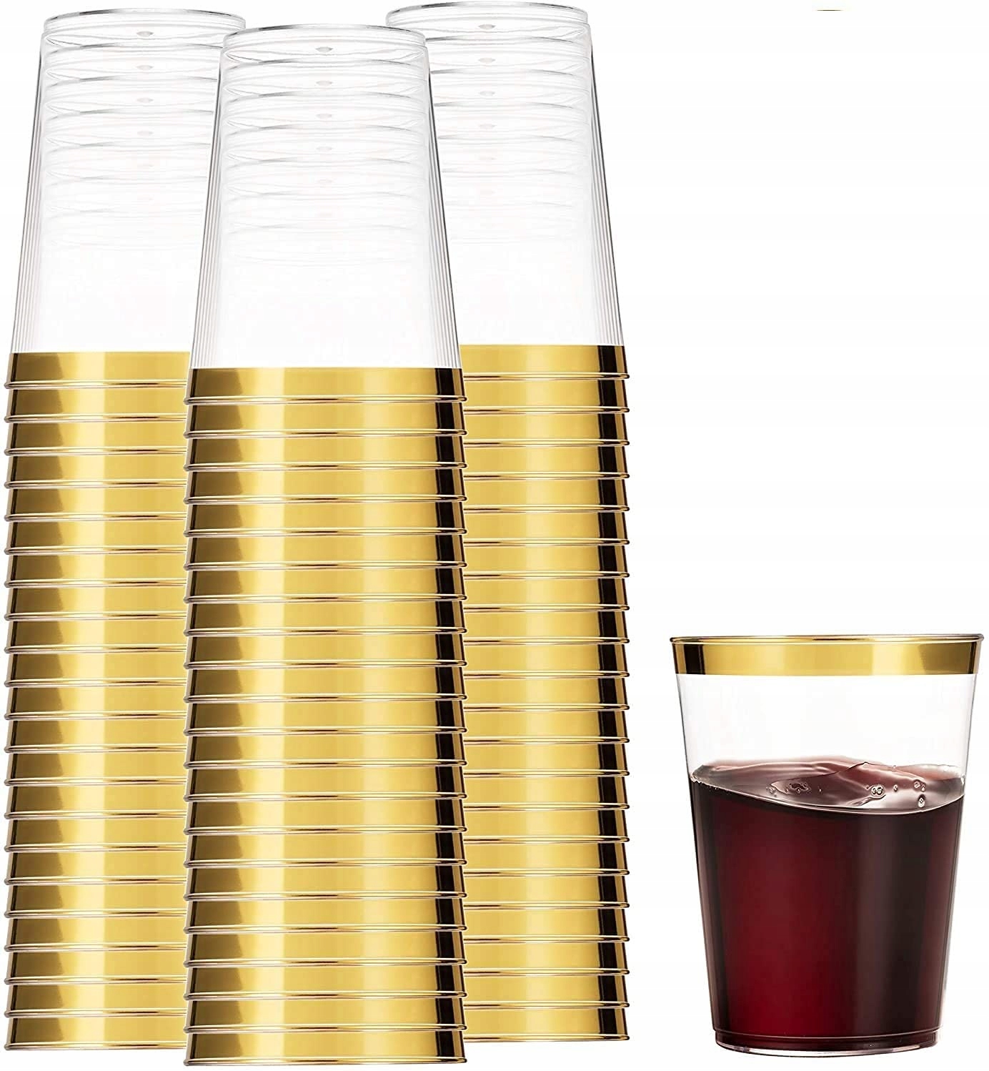 Latern Plastové kelímky Zlatý okraj 360 Ml Party na opakované použití