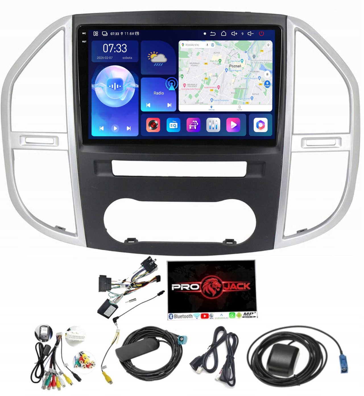 Navigační Rádio Carplay Gps Android Mercedes Vito W447 Usb 6 Gb 128 Gb Sim