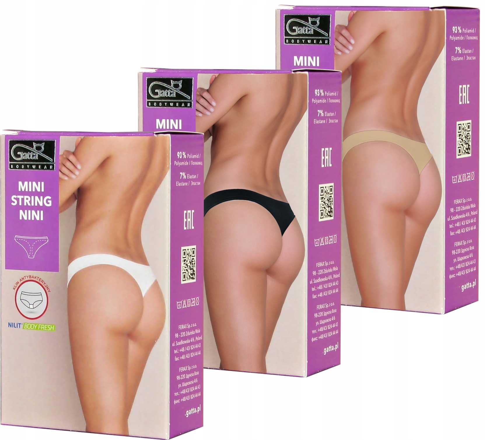 

3 Pak Gatta Mini Nini String Bezszwowe Stringi S