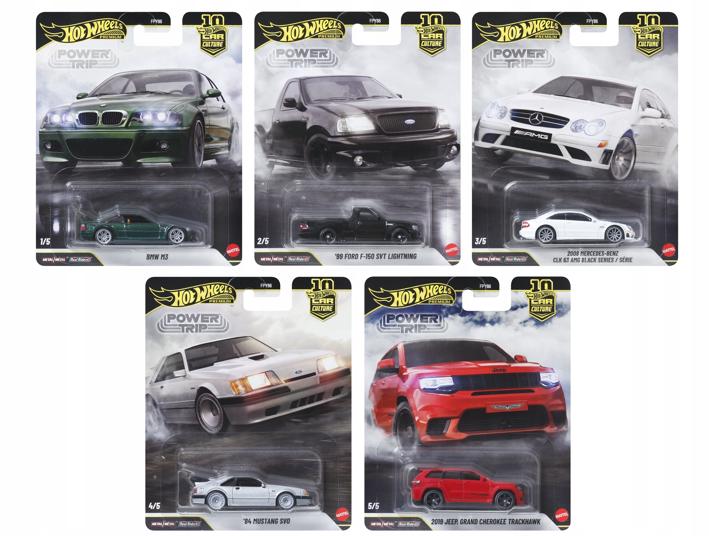 HOT WHEELS Premium Power Trip ZESTAW 5 AUT Car Culture Real Riders 1:64