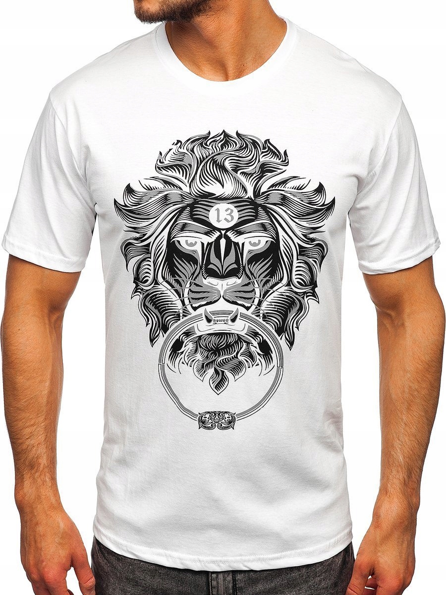 

T-shirt Męski Koszulka Biała 0202 Rozmiar_m