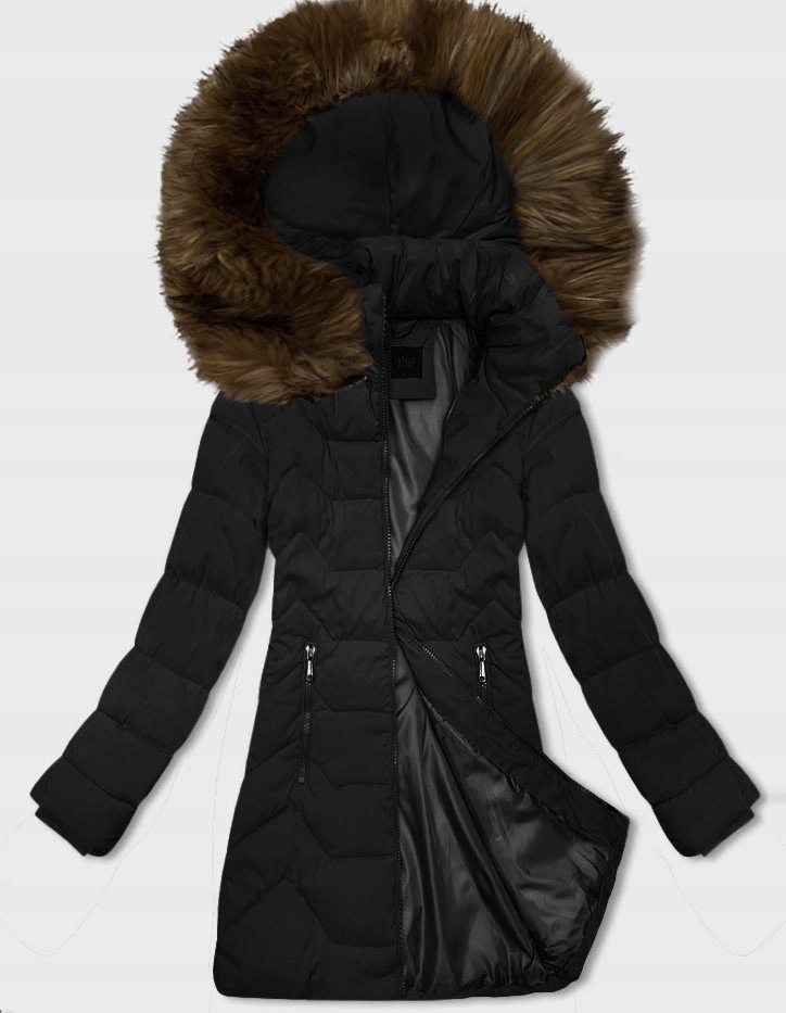 Dámská Zimní Bunda 16M9121 Černá-béžová (40)