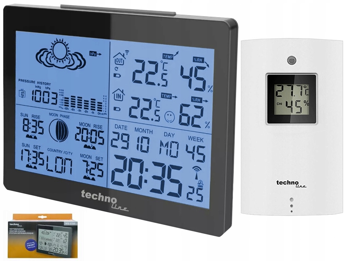 Stacja pogody DCF pogodowa zegar termometr budzik