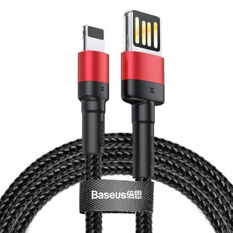 Baseus Lightning USB dwustronny Cafule 2,4A 1m Czarno-czerwony