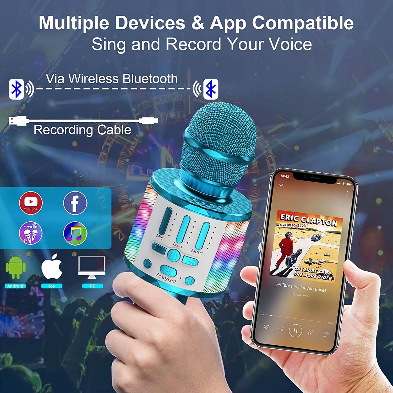 Mikrofon karaoke bluetooth głośnik bezprzewodowy Model micqtr