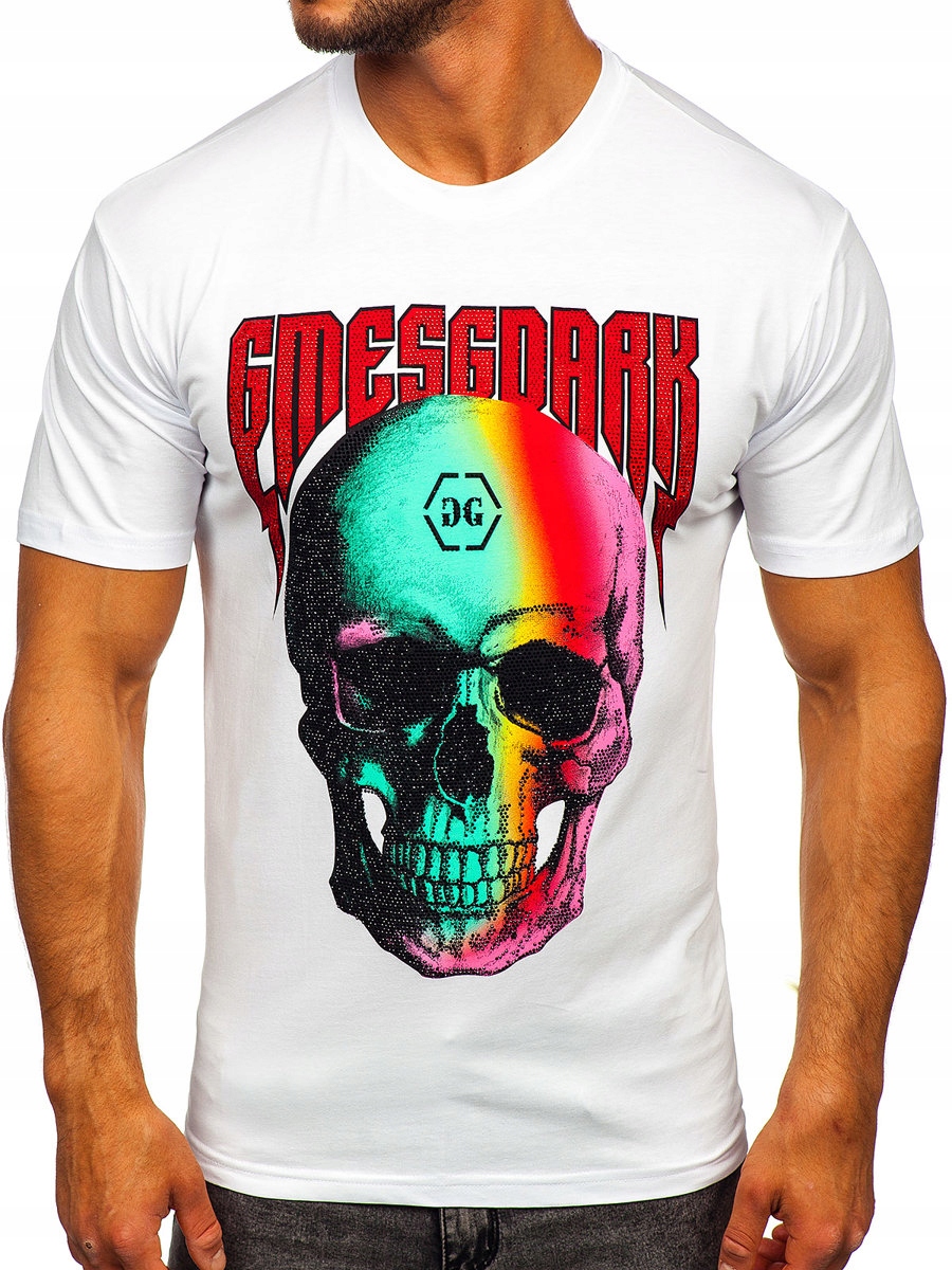 

T-shirt Męski Z Nadrukiem Biały 2352 Rozmiar_m