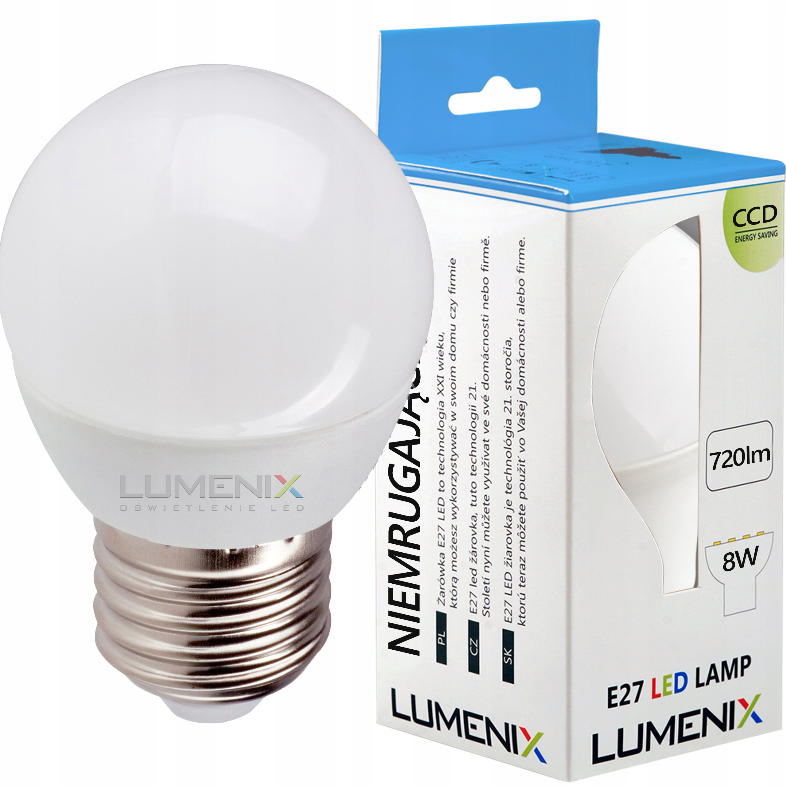 

Żarówka Led E27 720lm 8W 80W Kulka Neutralna