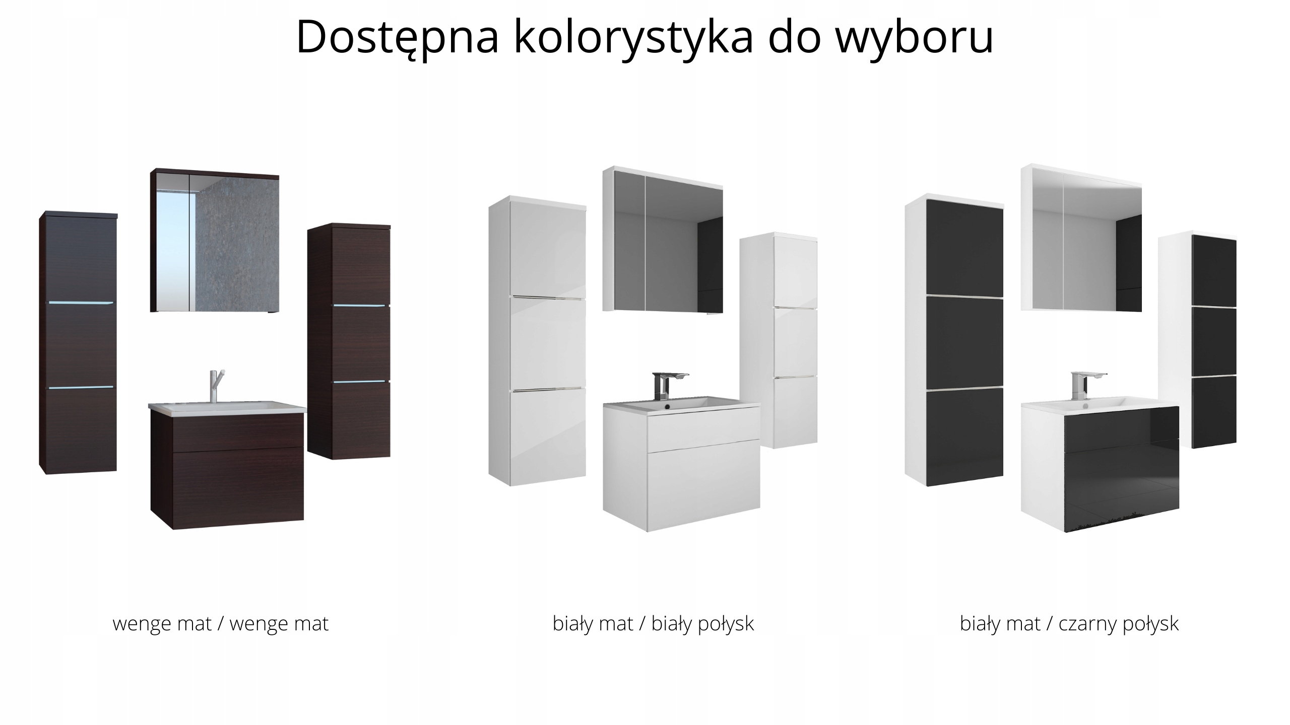 ZESTAW Biały POŁYSK - Push Click z umywalką !!! Kolor mebla biały