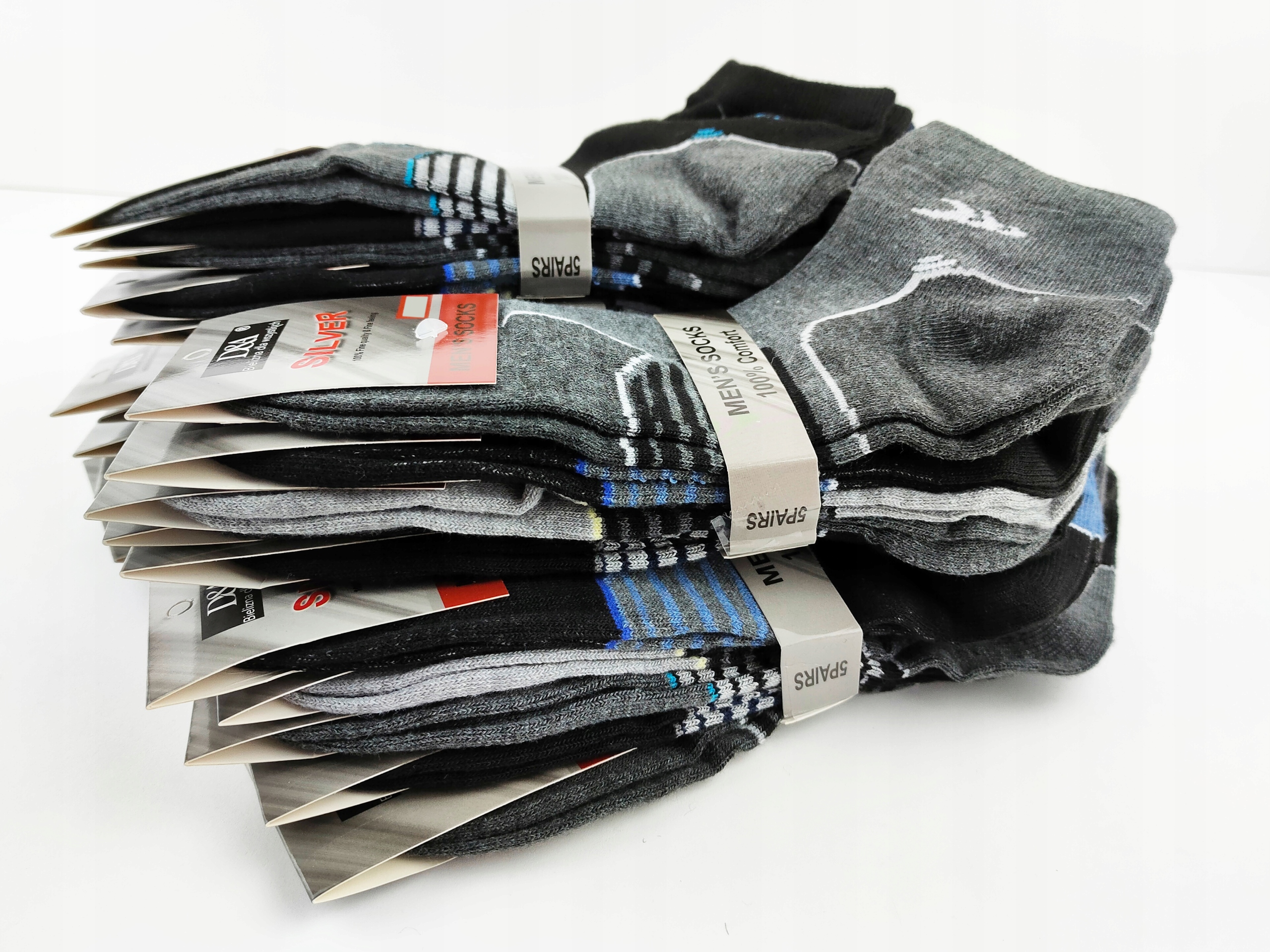 10x SPORTOWE Skarpety TRWAŁE Antybakteryjne SILVER Rozmiar 40-43