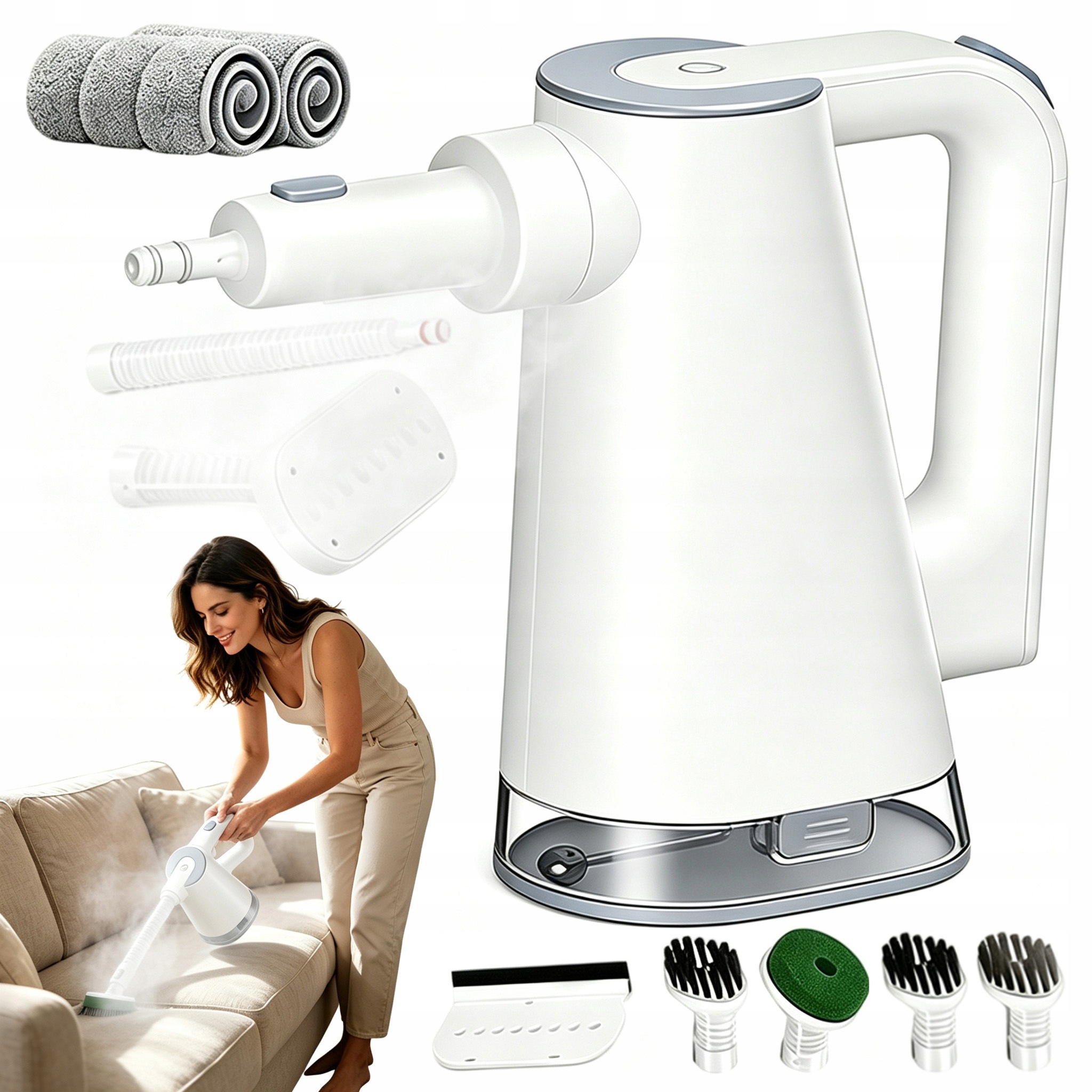 Parní Mop 1500 W 370 ML 2 V 1, Sada 10 V 1 Pro Úklid Domácnosti