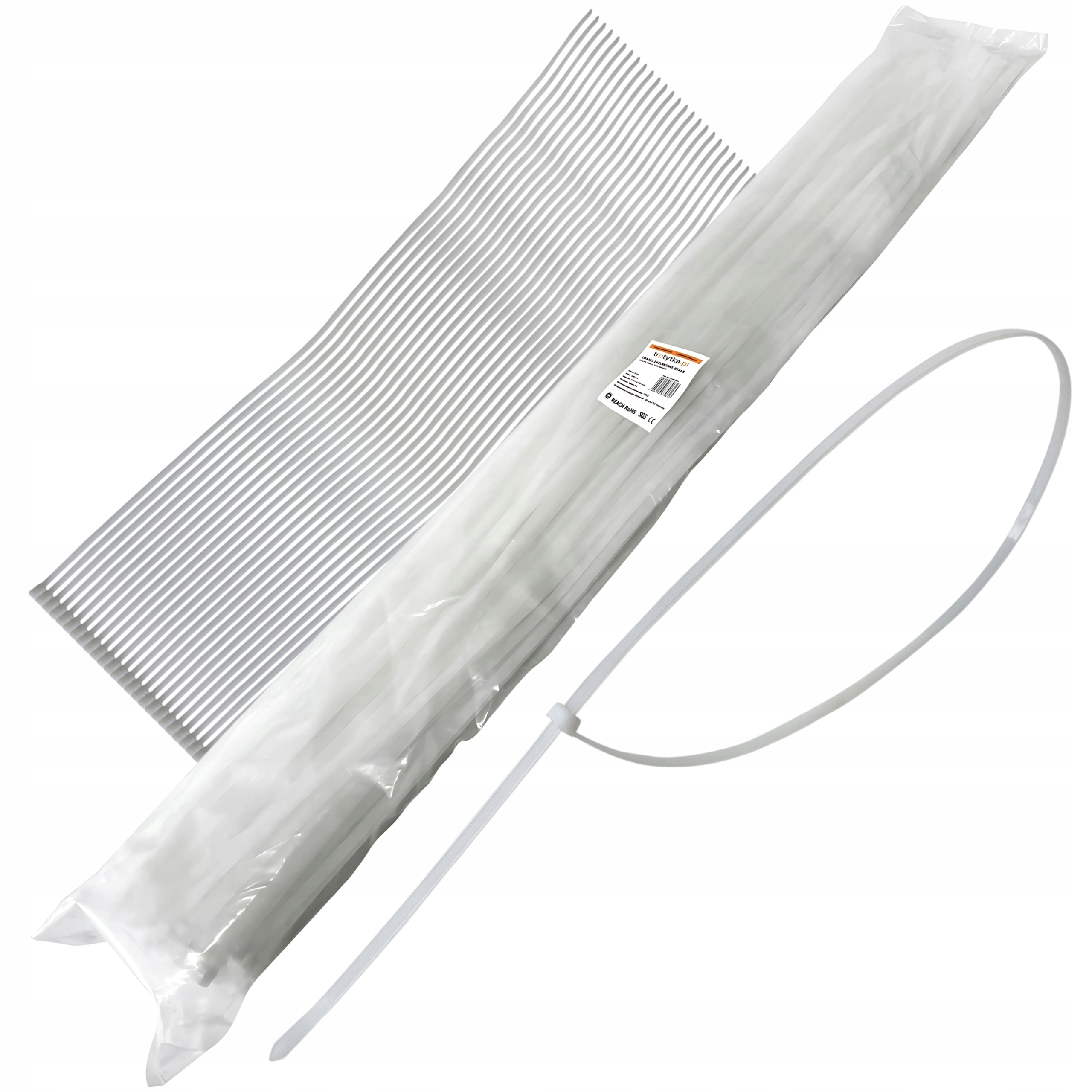 Káblové upínacie pásky tritky Uv 8,5 x 1200 mm, biele 100ks
