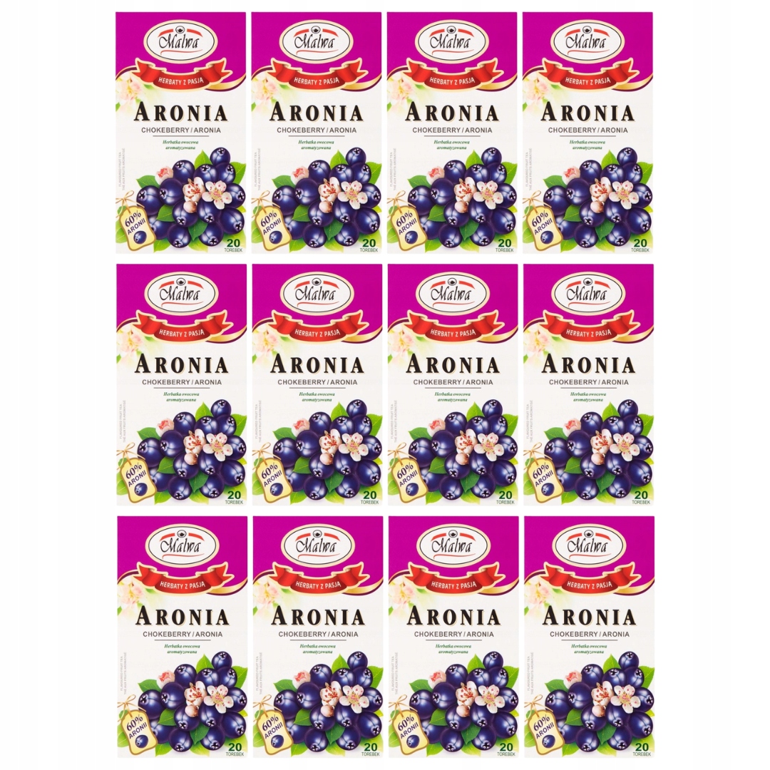 Levně Ovocný čaj Malwa s arónií 40 g (20 x 2 g) x 12 kusů