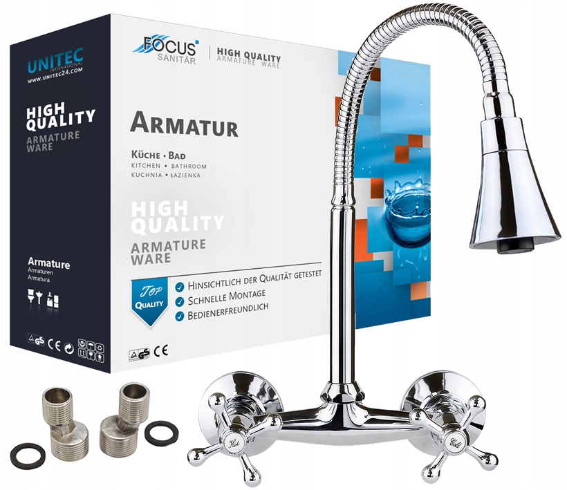 

Bateria Kuchenna Umywalkowa Ścienna Retro Chrom