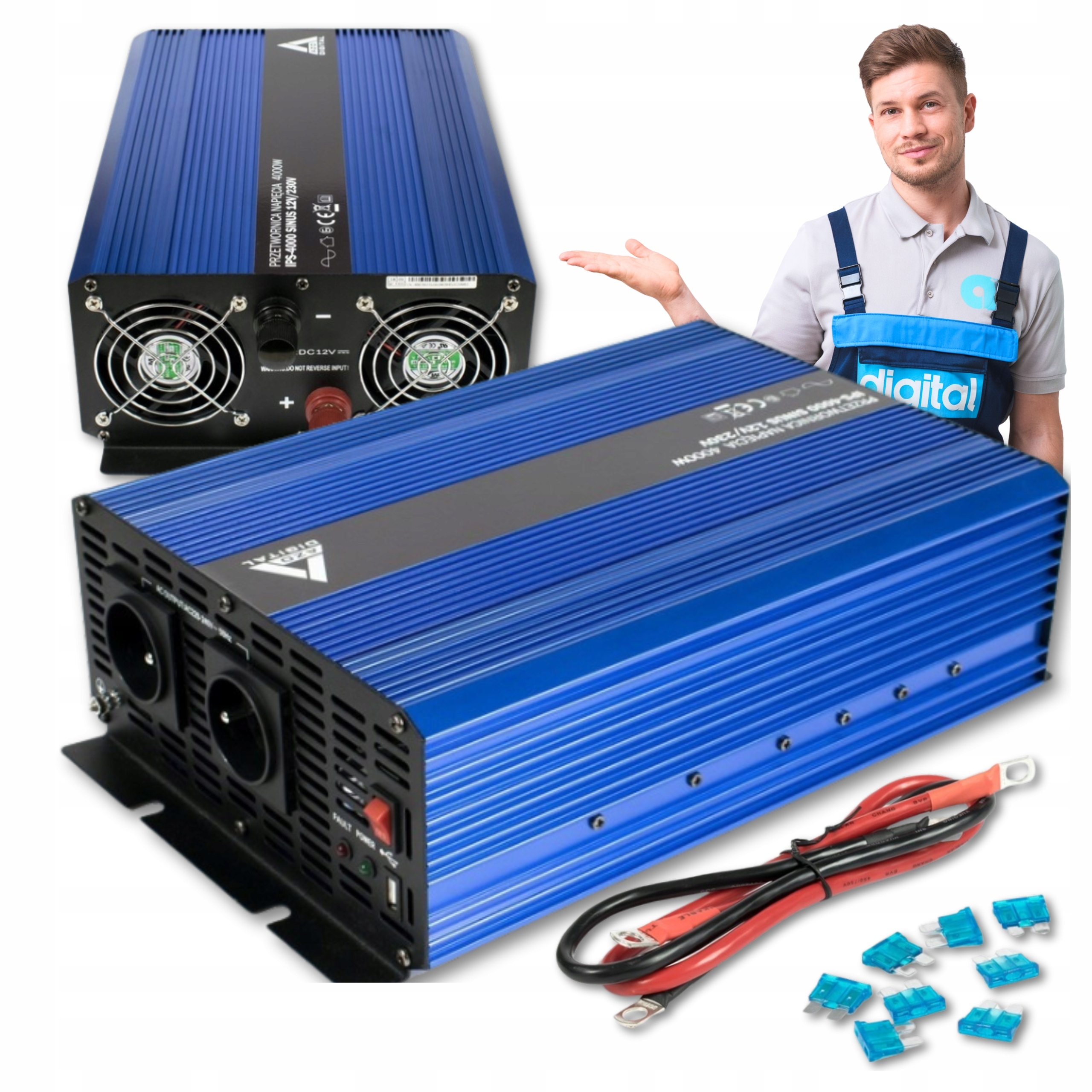 Przetwornica napięcia 12V 230V Sinus do pieca pompy lodówki Ips 4000 4000W