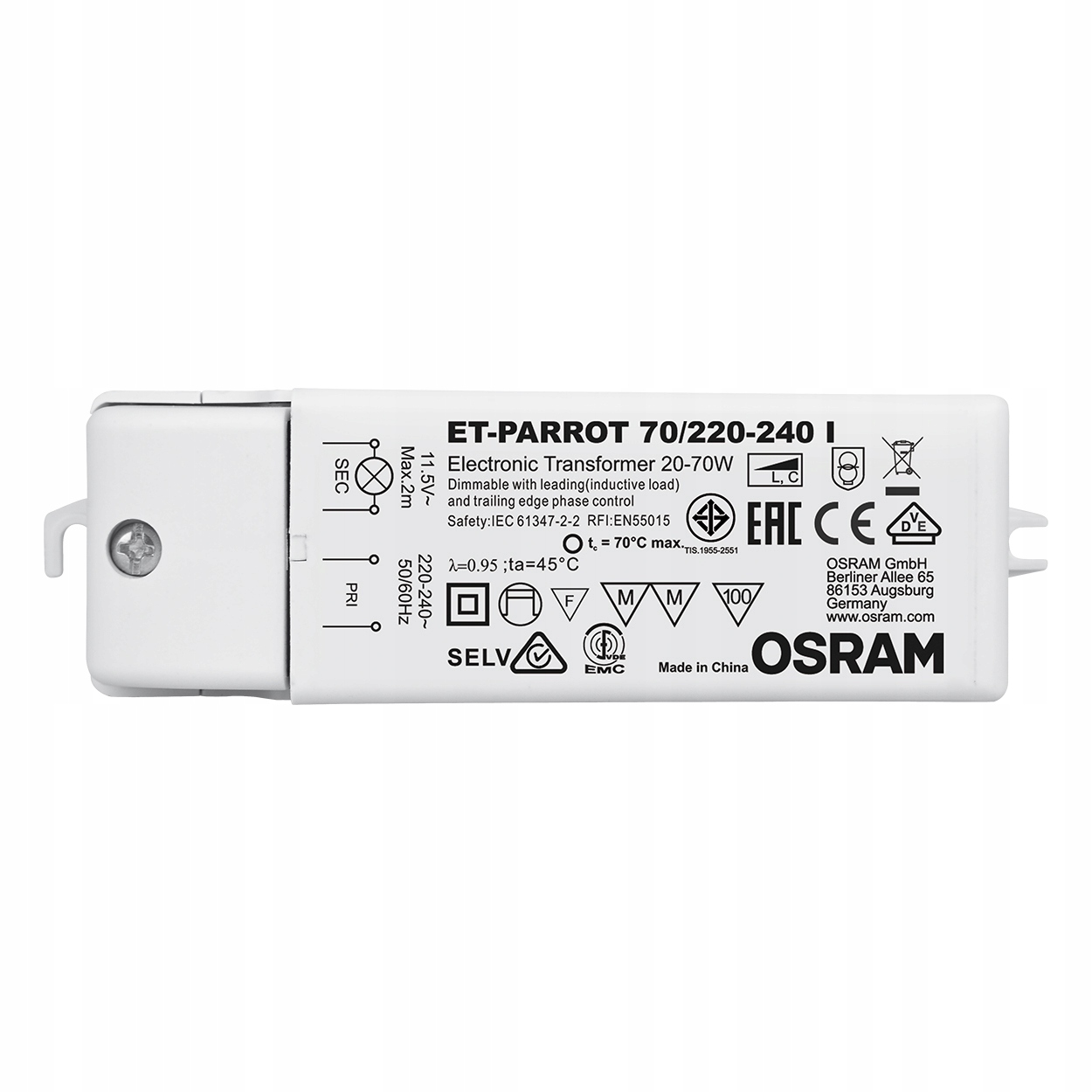 

Zasilacz Halogenowy Ac 20-70W 12V Et-parrot Osram
