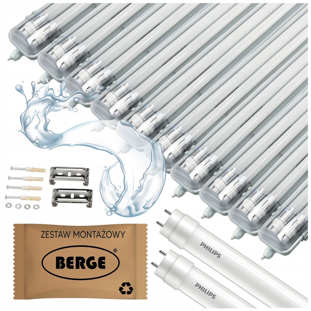 Hermetická lampa 120 cm 10 x nástenná Led lampa 20 x žiarivka Philips