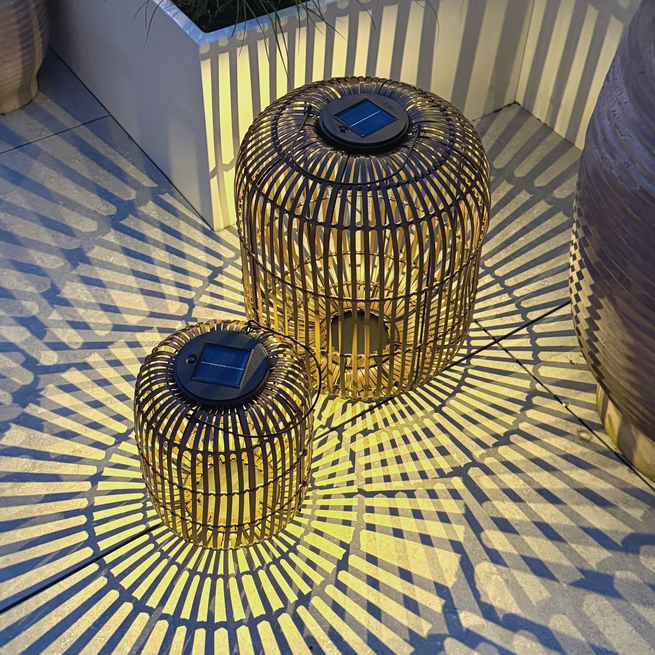 Lampa Solarna Ogrodowa Led XXL Lampion Solarny Lampa Ratanowa 49cm IP44