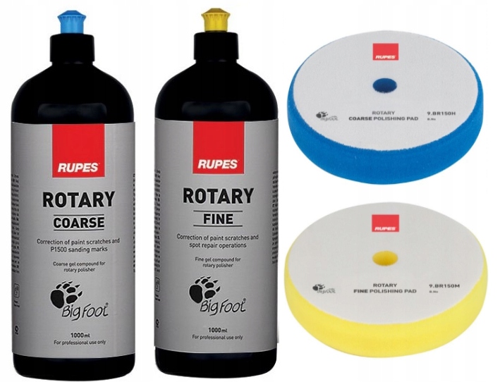 RUPES ZESTAW POLERSKI ROTARY 2xPASTA 1L + 2x GĄBKA